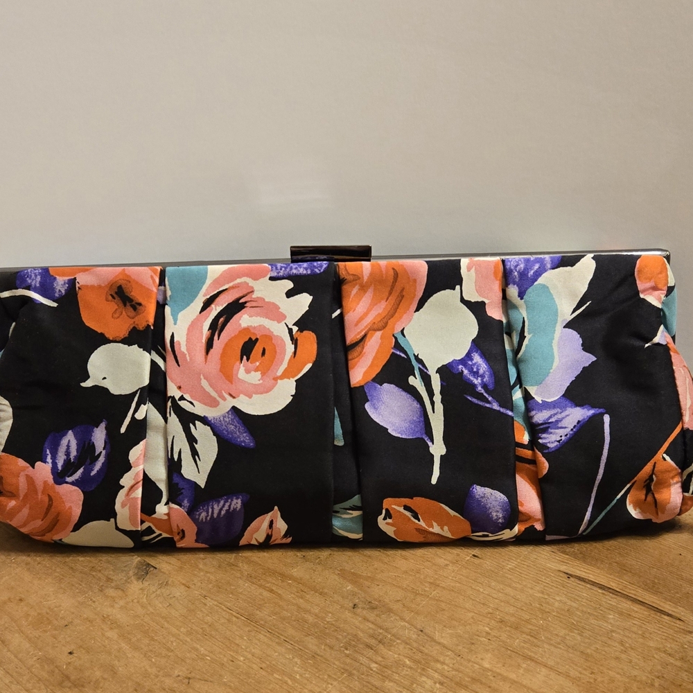 Express Floral Black Clutch Bag